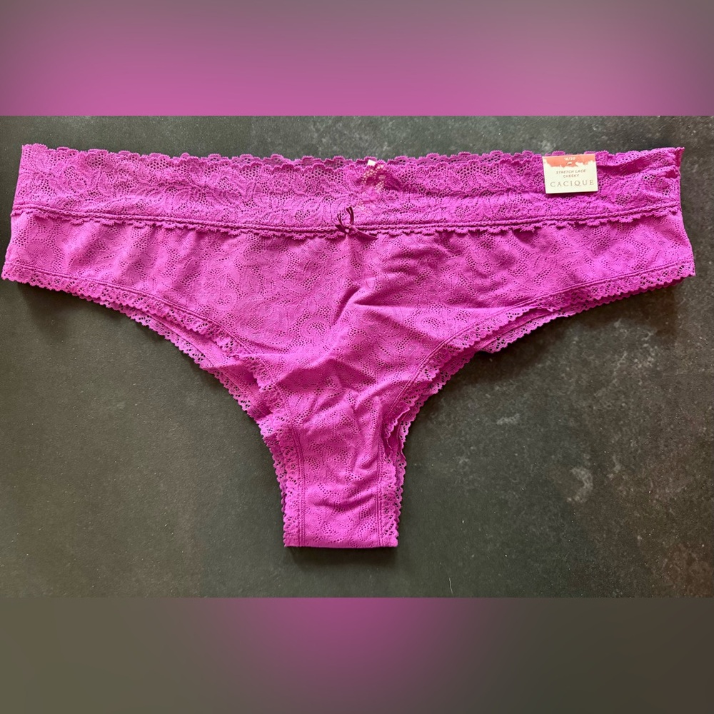 Cacique Plus Size 18/20 2X Pink Stretch Lace Cheeky Panties